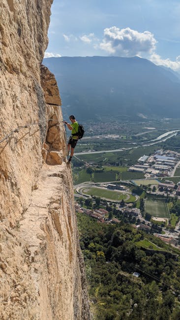 Climber on via ferrata Dolomites close shot