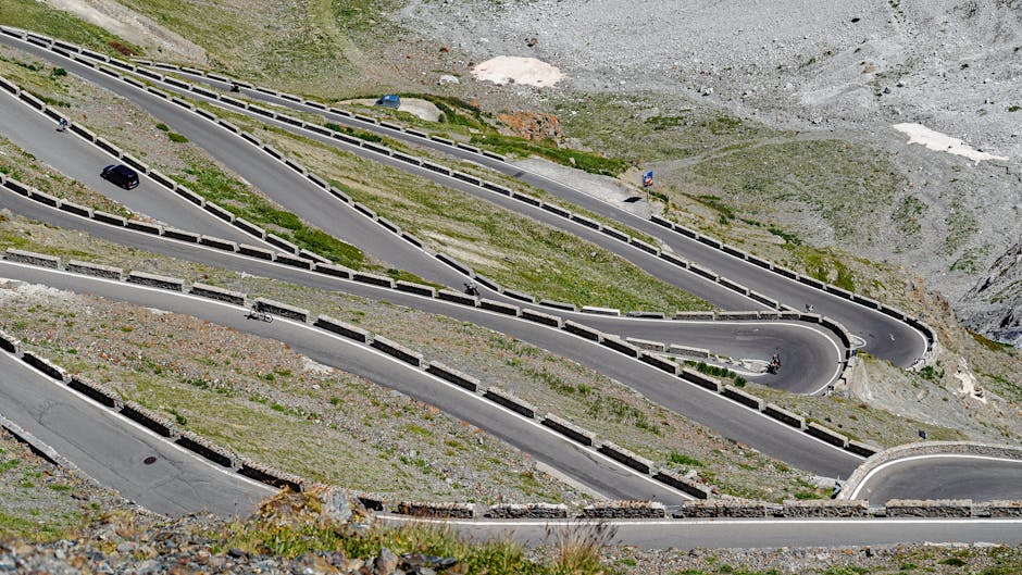 Passo Pordoi switchback road motorcycle
