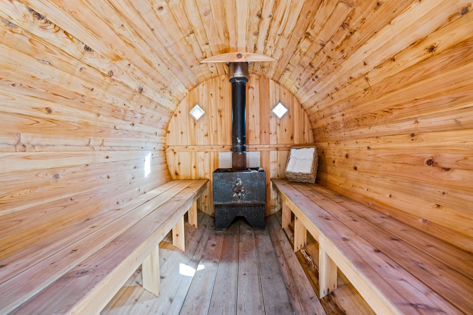 Steam room wood interior Dolomites spa