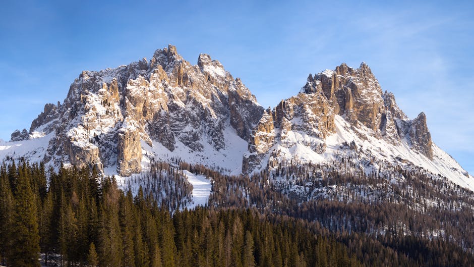 Sunset over Dolomites mountain range