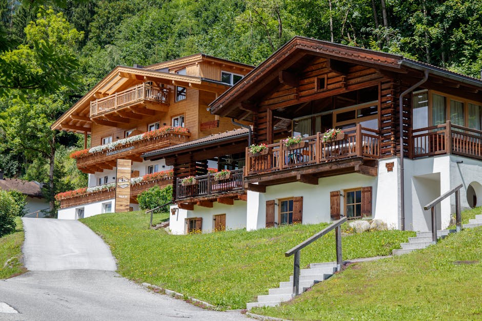 Val Gardena village wooden chalets summer