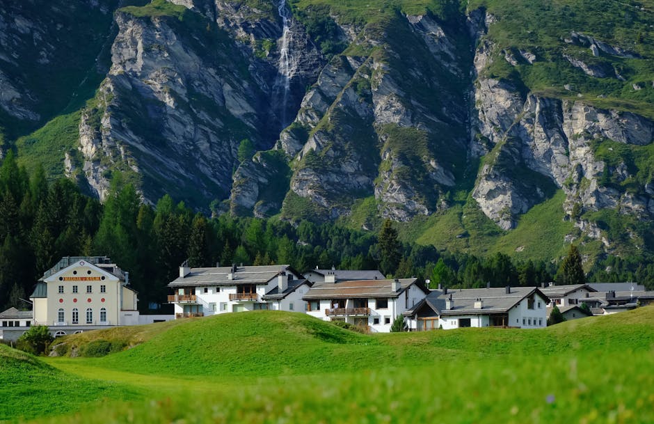 Corvara mountain village summer panorama