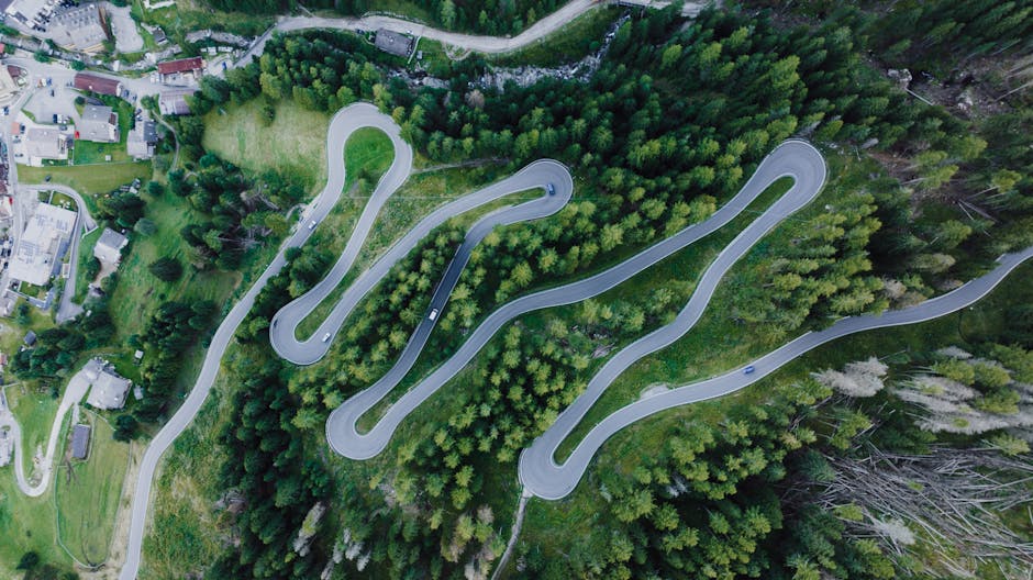 Dolomites mountain road summer