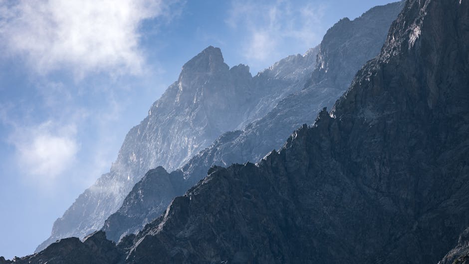 Tofane jagged peaks early morning